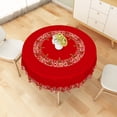 thumbnail image 5 of Duangreer Retro Red Christmas 70''Round Tablecloth, Hand Drawn Xmas Tree Print Waterproof Tablecloths for Party, Dining, Indoor and Outdoor, 5 of 6