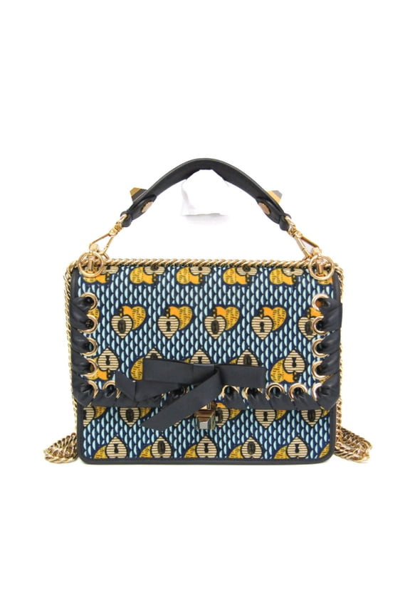 Pre-Owned Fendi KAN I 8BT283 Women's Velvet,Leather Handbag,Shoulder Bag Light... (Good)