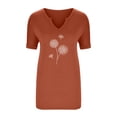 thumbnail image 4 of DeHolifer Women T Shirt Short Sleeve V-Neck Dandelion Printed Casual T Shirt Summer Fashion Blouse Tops Orange L, 4 of 5