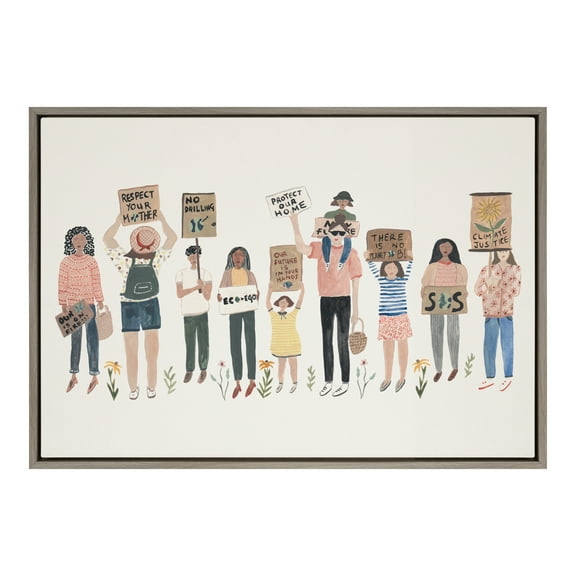 Kate and Laurel People Framed Canvas Art Print, 23" x 33"