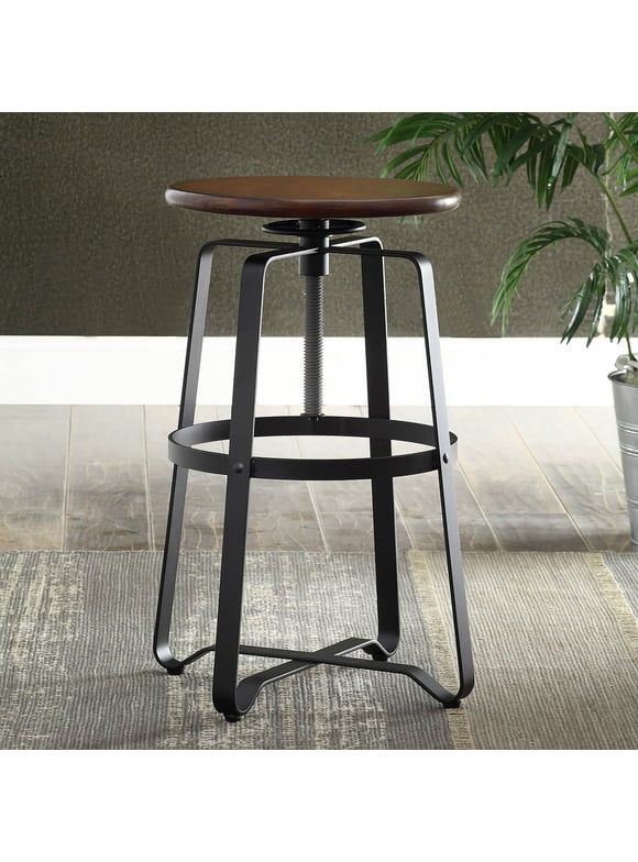 Carolina Chair and Table Nova Chestnut Wood Adjustable Stool with Black Metal Base