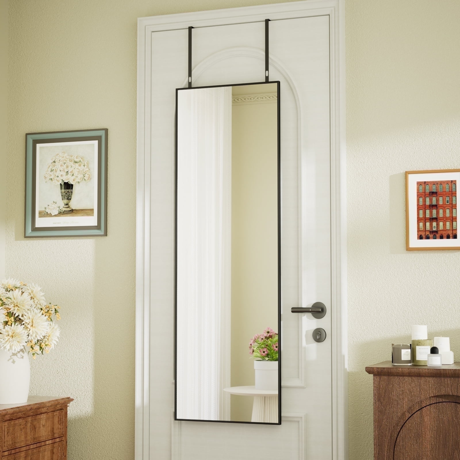 Beautypeak Full-Length Door Mirror, Black, 48x14 photo 1