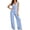 01 Blue, variant on Women's Striped Linen 2 Piece Outfits, Laceup Tie Front V Neck Peplum Tank Top & Wide Leg Pants Beach Vacation Sets