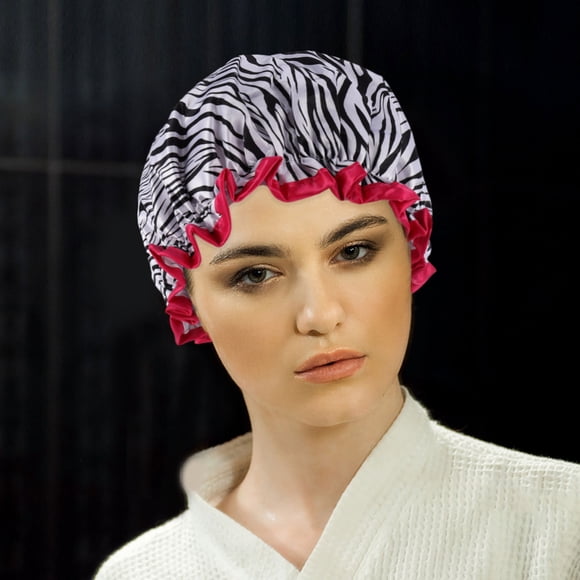 BEADCEST 2pcs Women's Bath Hat in Satin with Fun Dots for SPA or Shower Use