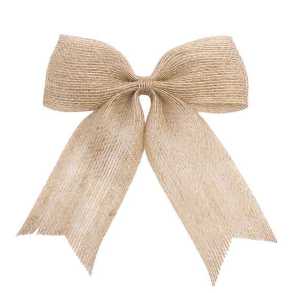 PPKVUFD Natural Burlap Bows 5.5x6.7 Inch Rustic Burlap Bows for Christmas Tree Decorations Vintage Wedding Bows Jute Wreath Bows Gift Bows for Crafts Cake - 1 Count