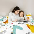 thumbnail image 4 of Homewish Cartoon Dinosaur Child Twin Bedding Sets 7-Piece, Cute Animal Wildlife Bedding Comforter Set, Rustic Plant Botanical Reversible Sheet Sets, Luxury Bedroom Decor, 4 of 7