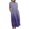 thumbnail image 1 of CHOK Robe pour Femme Grande Taille Décontractée à Manches Courtes, Col Rond, Coupe Ample, Robe d'Été Unie en Lin, Midi Ample et Confortable avec Poches, 1 of 5