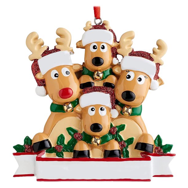 FLhrweasw Adornos Colgantes Resina Alce Navideño para Navidad (4 Cabezas)