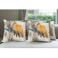 thumbnail image 6 of Ambesonne Fox Throw Pillow Cover 4 Pack, Red Fox in Snowy Nature, 18", Marigold Brown White, 6 of 7