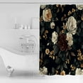 thumbnail image 4 of 72x78 Inch Shower Curtain Vintage Black Floral Bathroom Decor Waterproof Fabric Bathtub Bath Curtains Decorative Spring Seasonal Botanical Blooms Extra Long Shower Curtain Set with Hooks, 4 of 6