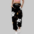 thumbnail image 2 of adviicd Halloween Pajamas Women Ghost Cute Print pj Pants Wide Leg Drawstring Loungewear (Black, XXL), 2 of 4