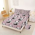 thumbnail image 2 of Manfei Kawaii Panda King Sheets, Cartoon Love Heart Bedding, Dusty Pink, 4pcs, 1 Flat Sheet, 1 Fitted Sheet and 2 Pillowcases, 2 of 6