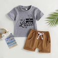 thumbnail image 2 of Otqutp Baby Beach Clothing Sets Summer Fashion Children Suit Boys Letter Print Short Sleeve Solid Color Casual Shorts Sports Suit, 2 of 7