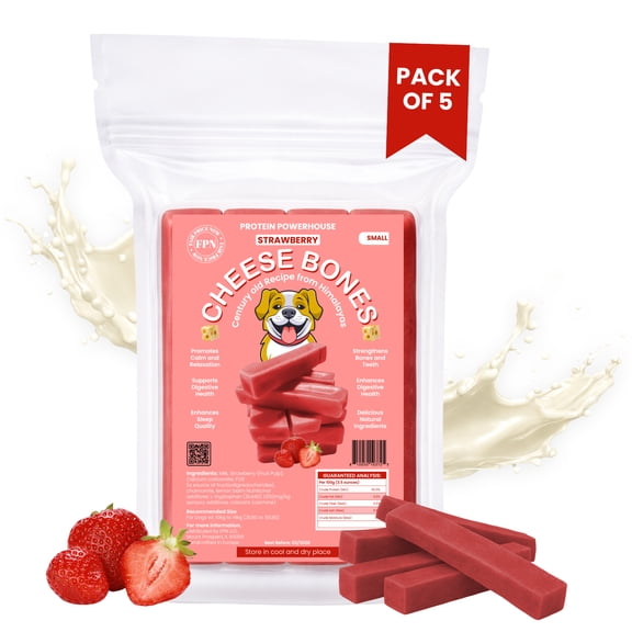 FPN Cheese Dog Chew Strawberry Himalayan Yak – Long Lasting Natural Dog Chews for Aggressive Chewers – High Protein Cow Milk Alternative Dental Chew – Low Lactose Healthy Dog Treat (Small)
