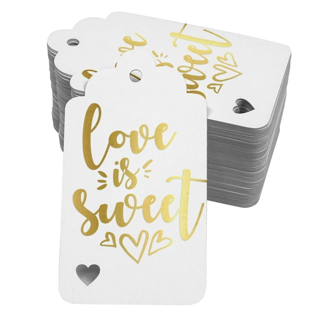 Inkdotpot Love Is Sweet Wedding Bottle Tag Real Gold Foil Favor Hang Tags 100 Pcs