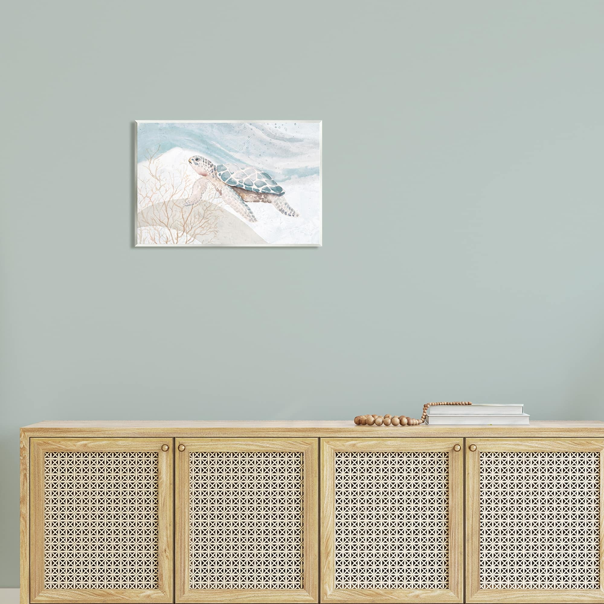 Stupell Industries Pleasant Sea Turtle Drifting Ocean Bubble Waves Painting Unframed Art Print Wall Art, Design by Patricia Pinto