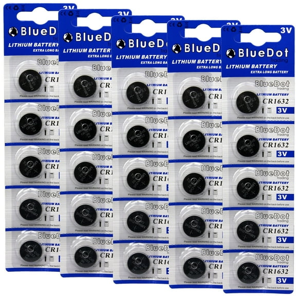 BlueDot Trading CR1632 Lithium Manganese Dioxide (Li-MnO2) Button Coin Cell Batteries - 25 Pack