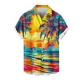 thumbnail image 5 of ZRGHAOYLQ Mens Hawaiian Bowling Shirts Trendy Sunset Palm Tree Print Casual Shirts Short Sleeve Button Down Lapel Shirt Tropical Holiday Summer Beach Shirts, 5 of 6
