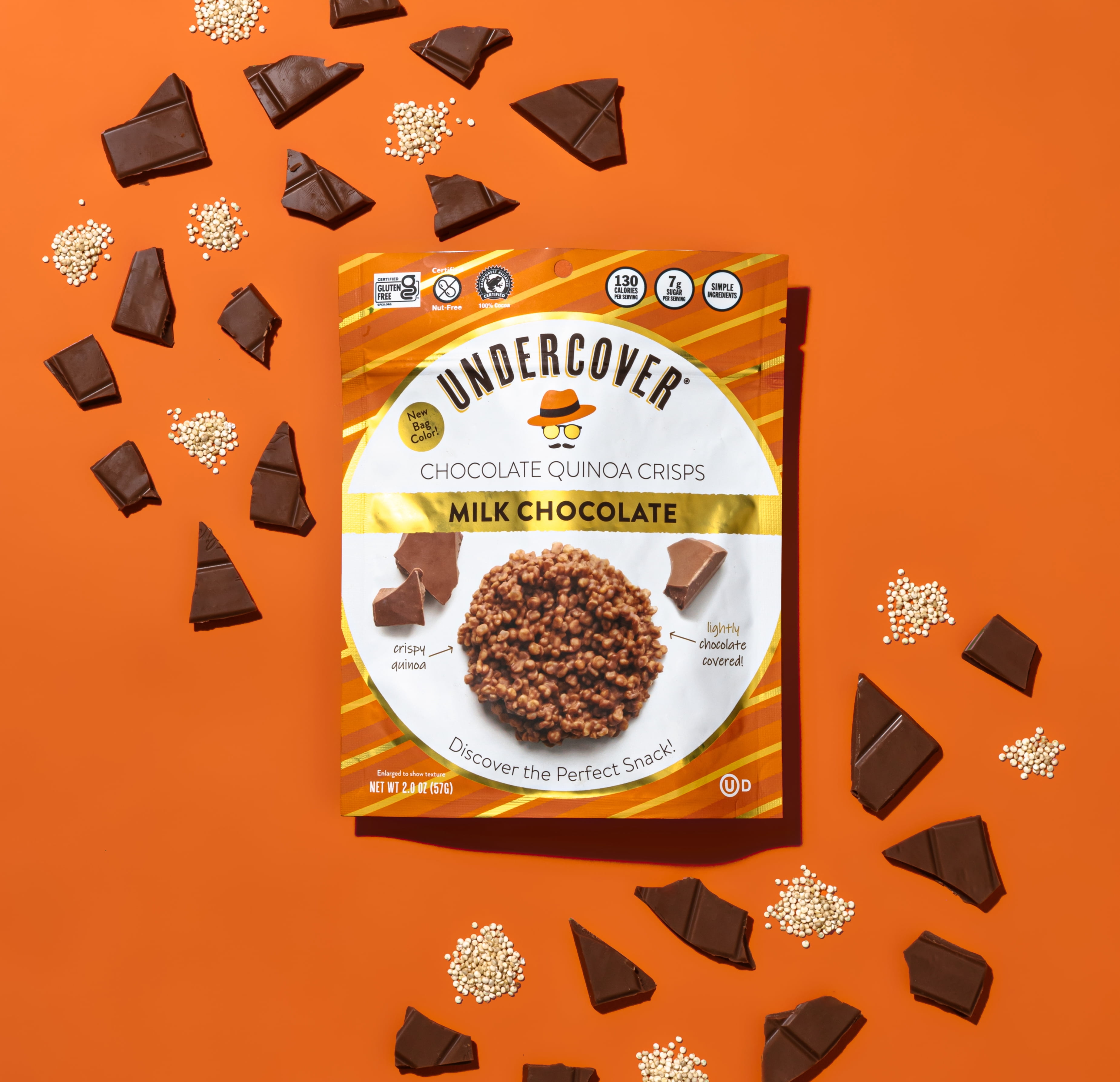 (4 pack) Undercover Snacks Crispy Quinoa Milk Chocolate Snack Bars, 2 oz