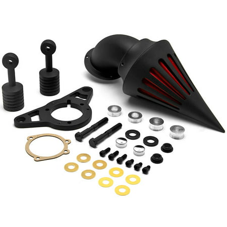 Krator Black Aluminum Cone Spike Air Cleaner Kit Intake Filter for Harley Davidson Softail Night Train Fat Boy Dyna Super Glide Low Rider Wide Glide Touring Road King Road Glide