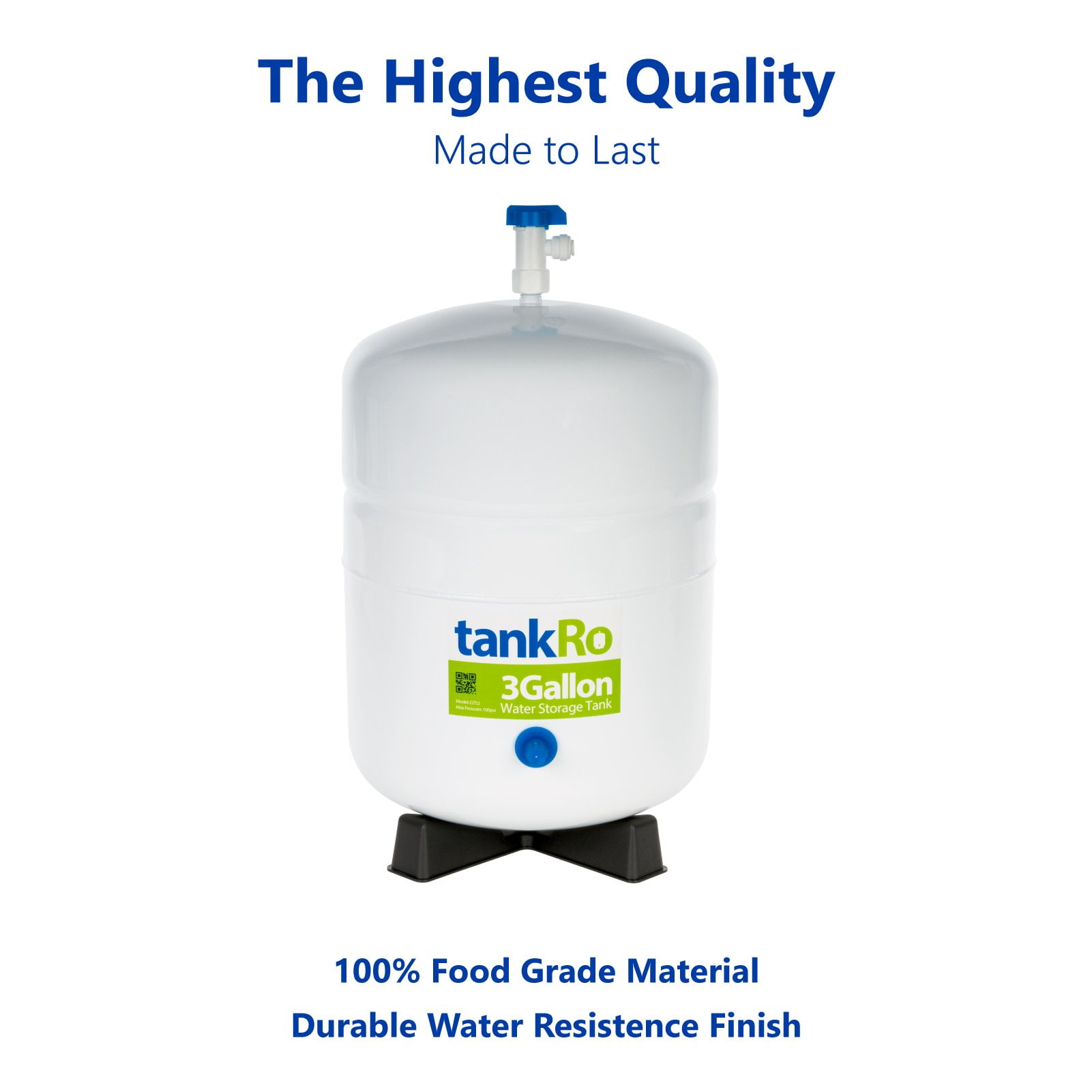 TankRO 3.0 Gallon RO Expansion Tank – Compact Reverse Osmosis Water Storage Tank Reservoir – with FREE Tank Ball Valve