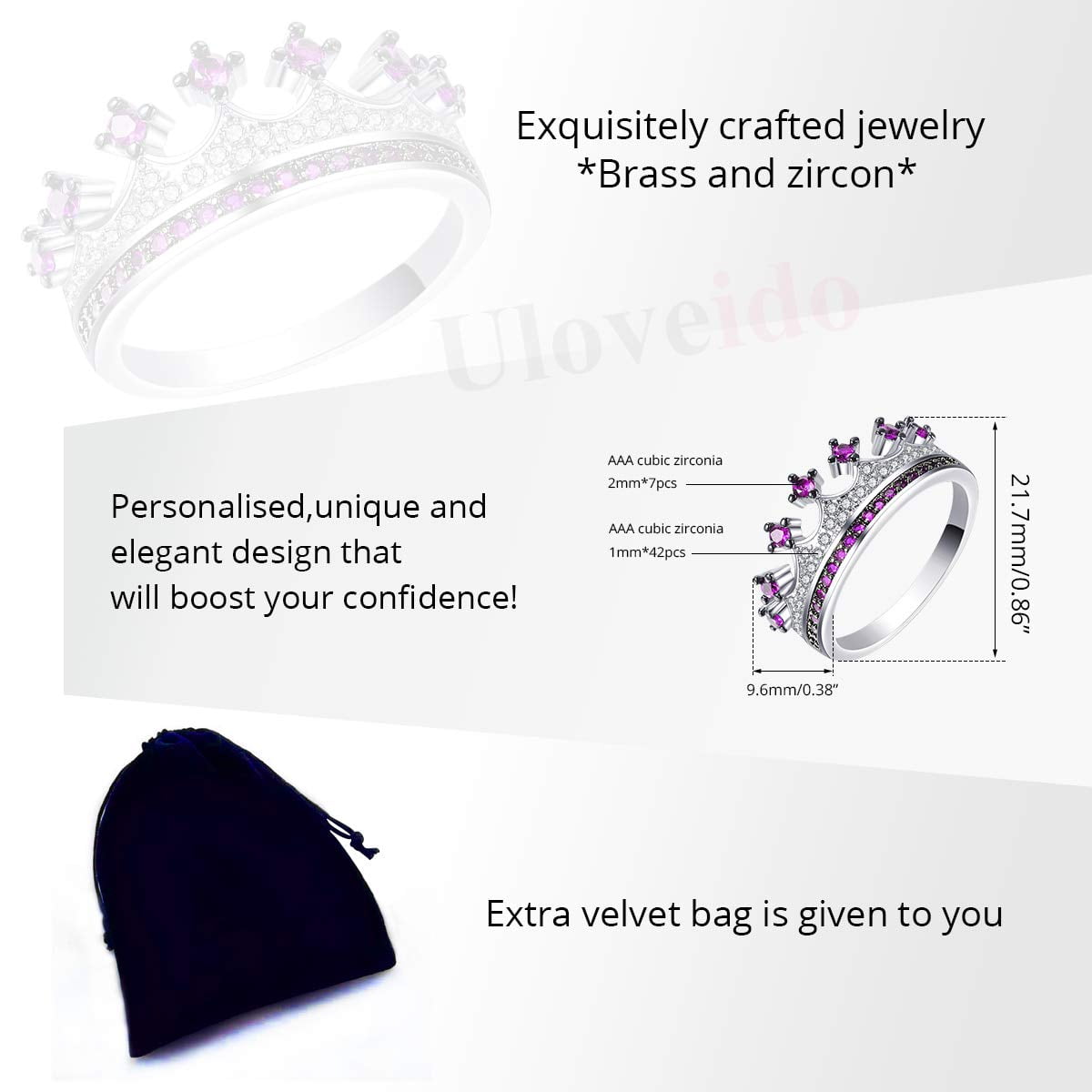 9417 Heart Ring Diamond Ring Studded stones girl women party wedding  engagement queen ring