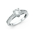 thumbnail image 2 of 14k Yellow Italian Gold Fancy CZ Round Solitaire with Accent Wedding Ring, 2 of 2