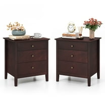 Gymax Set of 2 Nightstand Beside End Side Table Accent Table Brown