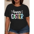 thumbnail image 1 of Casual Comfort, Women's Easter Bunny Print T-Shirt, Casual Crew Neck Short Sleeve Top, Medium Stretch Knit Fabric, All Season Fashion Tee with Applique Detail, 1 of 7