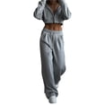 thumbnail image 3 of Conjunto Deportivo Informal de 2 Piezas para Mujer, Sudadera con Capucha y Pantalón Deportivo, Ideal para Viajes, Aeropuertos y Estar en Casa. Gris L, 3 of 9