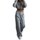 thumbnail image 3 of Conjunto Deportivo Informal de 2 Piezas para Mujer, Sudadera con Capucha y Pantalón Deportivo, Ideal para Viajes y Aeropuertos. Conjuntos de Estar por Casa. Gris XL, 3 of 9
