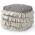 thumbnail image 2 of Skyline Decor Black and Ivory Handwoven Wool Tassel Pouf Ottoman, 2 of 7