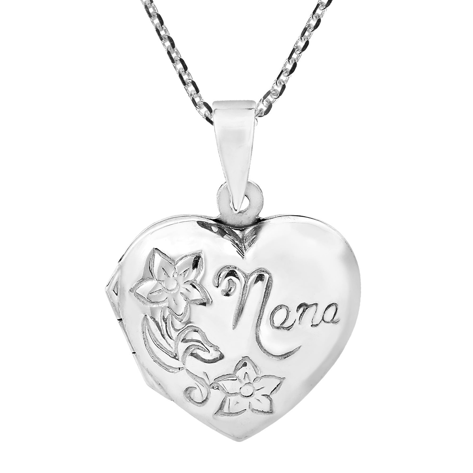 Just For You Grandma  Nana Personalised Engraved 925 Sterling Silver Necklace with Engraved Stainless Steel Heart Pendant