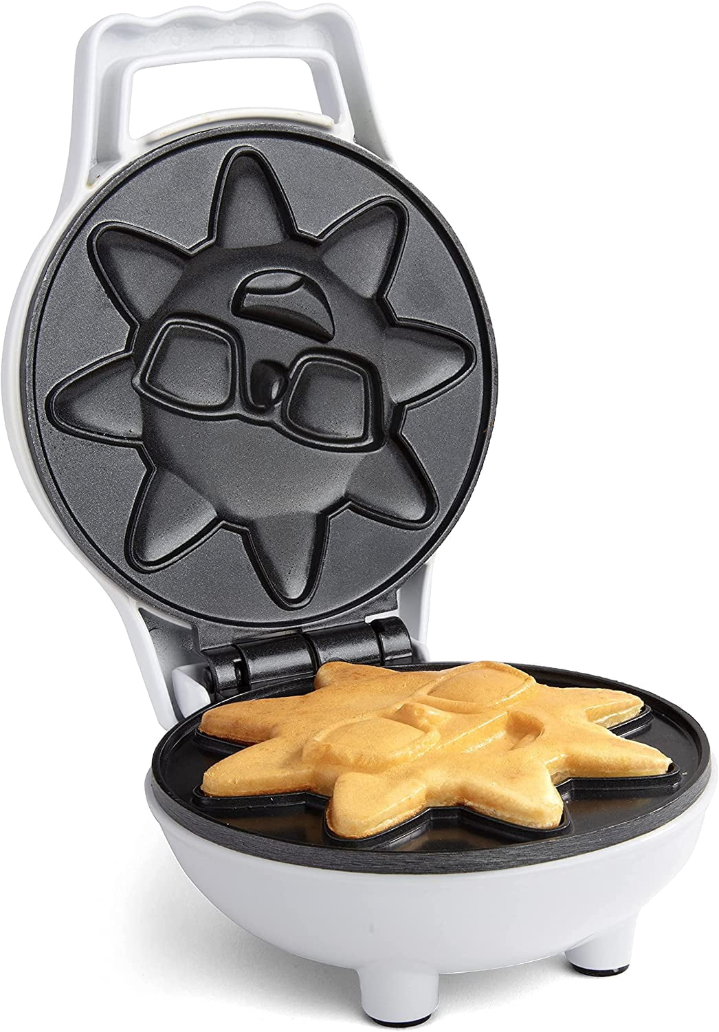 Waffle Wow Rise & Shine Mini Sun Waffle Maker - Personal-Sized 4" Sunshine Smile Individual Waffles for Kids, Adults- Cute Non-Stick Electric Waffler Iron- Morning Breakfast or Fun Gift