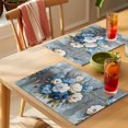 thumbnail image 4 of White Blue Spring Floral Placemats Set of 6 Pastoral Flowers Retro Place Mats Indoor Wipeable Table Mats Washable Cloth Dining Table Placemats for Kitchen Holiday Party Home Decor 13x19 Inch, 4 of 9