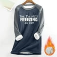 thumbnail image 2 of lcziwo Womens Sherpa Lined Sweatshirts Letter Graphic Crewneck Pullover Tops Color Block Thicken Casual Winter Loungewear, Navy, XXL, 2 of 6