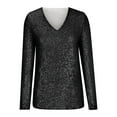 thumbnail image 4 of FamilyThread Womens Sequin Tops V Neck Sparkly Glitter Blouses Trendy Long Sleeve Holiday Evening Party Shiny Dressy Shirts, 4 of 6