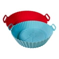 thumbnail image 1 of Hioecau Doublure de Friteuse Ronde en Silicone de 8 Pouces à Double Poignées Antiadhésive de Qualité Alimentaire Résistante à la Chaleur Lavable au Lave-Vaisselle Plateau de Cuisson Réutilisable pour Four Panier Bol Fournitures de Cuisine, 1 of 8