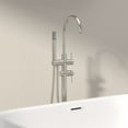 thumbnail image 4 of Logmey Freestanding Bathtub Faucet Floor Mounted Two Handles in Brushed Nickel, 4 of 12