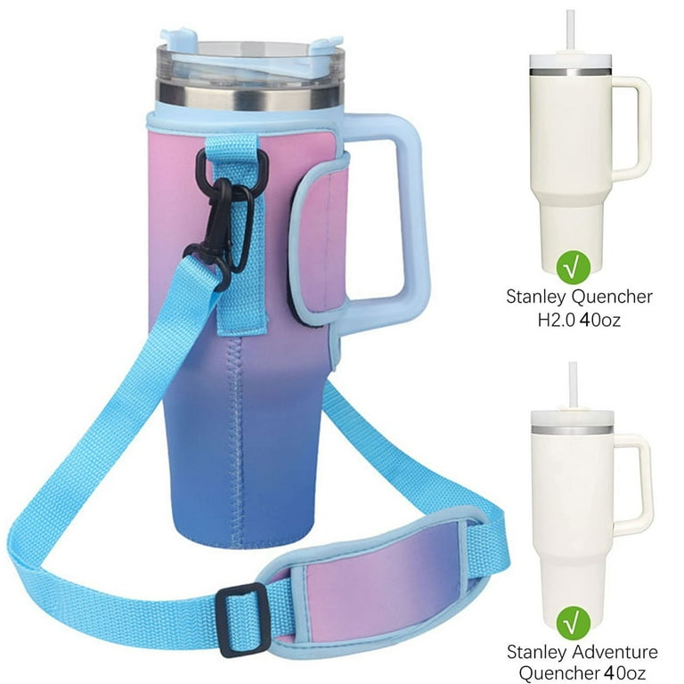Water Bottle Holder with Strap Pouch and Handle fits for Stanley Quencher  H2.0 & Adventure 40 oz Tumbler, Water Bottle Carrier