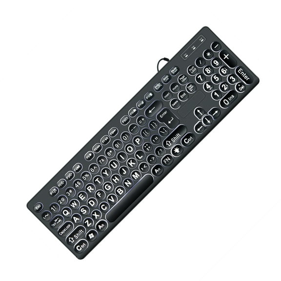 LED White Backlit Keyboards Illuminated Large Print Letter USB Cord 104Keys Keyboards for Desktop