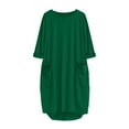 thumbnail image 4 of Buigttklop Dresses for Women 2023,Pocket Loose Dress Ladies Neck Casual Long Tops Dress Plus Size, 4 of 4