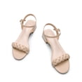 thumbnail image 3 of Sandalias DREAM PAIRS para mujer con tacones bajos y tiras trenzadas color nude, 3 of 5
