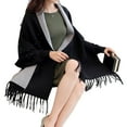 thumbnail image 2 of Guardurnaity Invierno mujer fibra acrílica chal niñas senderismo pañuelo diseño Simple fiesta banquete capa mujer Poncho ropa accesorio Abrigos y chamarras Gris oscuro Guardurnaity AP013278-07, 2 of 6