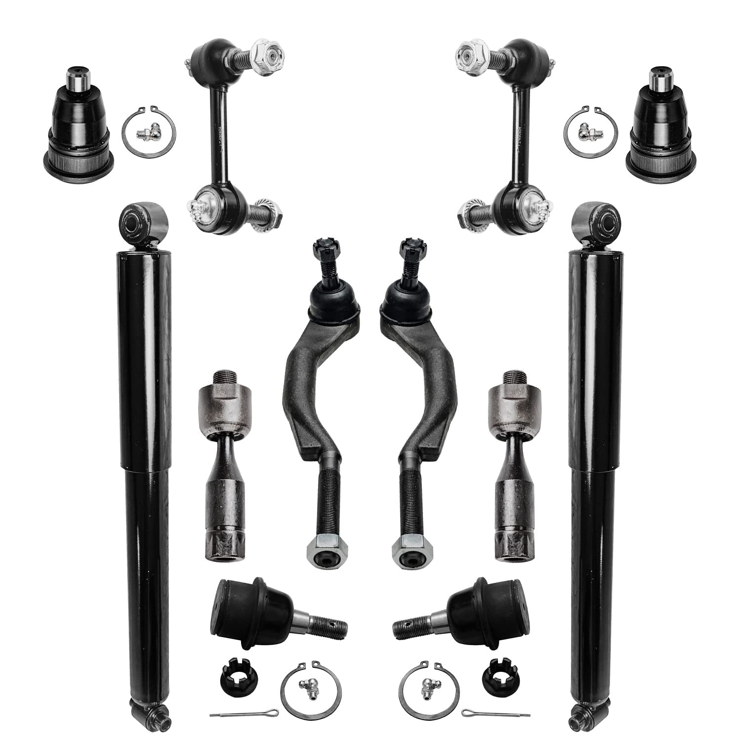 Detroit Axle - 16pc Front Suspension Kit for Buick Rainier Chevy Trailblazer EXT GMC Envoy XL XUV Isuzu Ascender Olds Bravada, Shock Absorbers Ball Joints Tie Rod Ends Control Arms Sway Bar Links