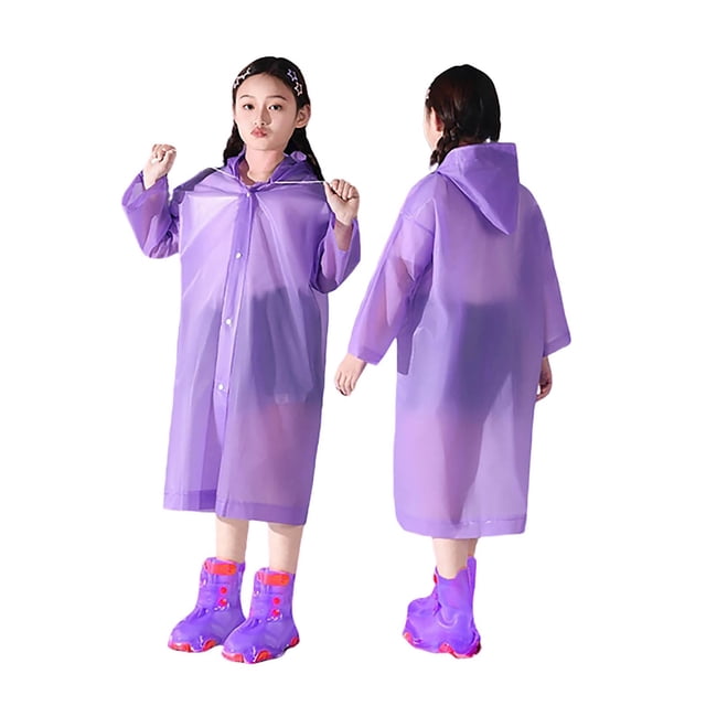 GPOECD Imperméable Réutilisable pour Enfants, Poncho de Pluie Épais Portable, Ponchos de Pluie pour Enfants, Imperméable pour Âges 4-9 Ans 01_Purple, Taille Unique