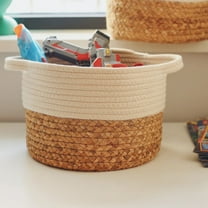 Textile Storage for Home Knit, Home Textile Storage 1* Hand Woven Storage Basket (White-S)