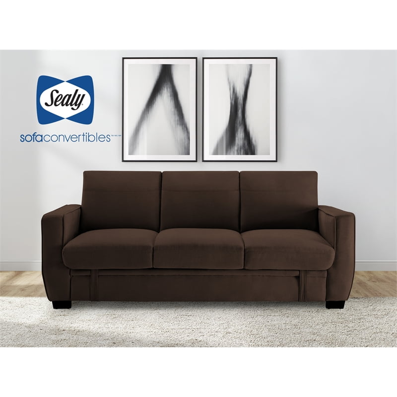 Sydney Pecan Sealy Perris Sofa Convertible with Storage by Sealy
