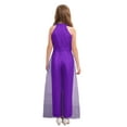 thumbnail image 2 of Mufeng Girls Formal Flower Jumpsuit Halter Sleeveless Dressy Overalls One Piece Long Pants Romper Purple 10, 2 of 7