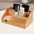 thumbnail image 2 of Caja de almacenamiento de madera de bambú para escritorio, caja de almacenamiento de cosméticos para el hogar y la oficina, 2 of 5